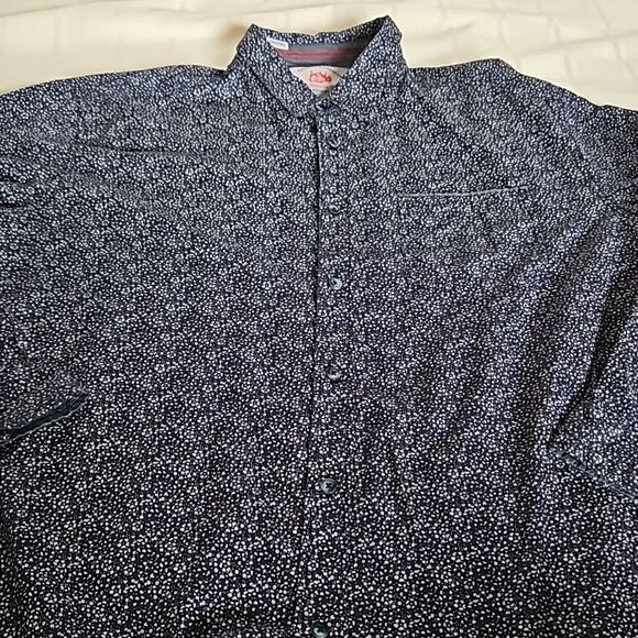 Tailored Recreation Men's Button Down Long Sleeves Cotton Shirt Navy Blue 2XL - Picture 12 of 16